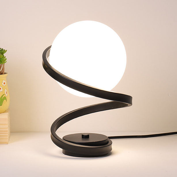 Modern Minimalist Curved Shape Ball Iron Acrylic LED Table Lamp