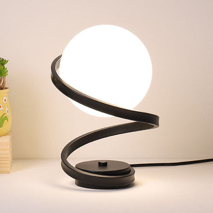 Modern Minimalist Curved Shape Ball Iron Acrylic LED Table Lamp