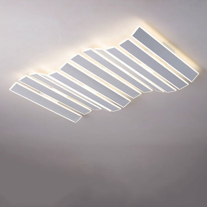 現代的なシンプルさを演出するアクリル製ストライプ模様の魚の骨型LEDフラッシュマウントシーリングライト（リビングルーム用）