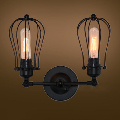 Contemporary Industrial Iron Frame 1/2-Light Wall Sconce Lamp For Living Room