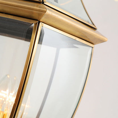 European Luxury All Copper Clear Glass Lantern Post 1/3 Light Waterproof Patio Landscape Light