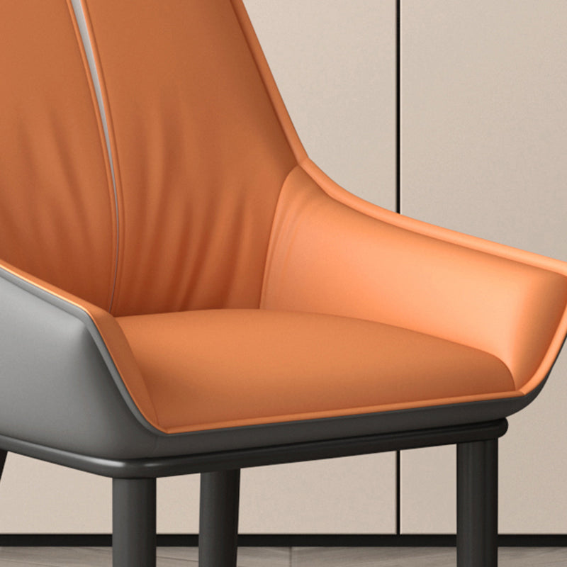 Contemporary Nordic Square Faux Leather Upholstered Dining Chair Backrest Armrest For Dining Room