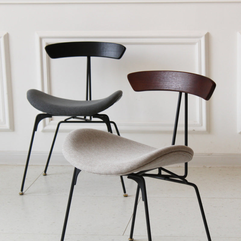 Contemporary Industrial Ant Arch Wood Rebar PU Leather Fabric Sponge Dining Chair Backrest For Dining Room