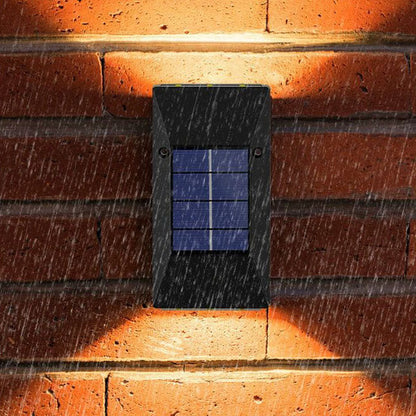 Modern Pure Black Outdoor Waterproof Patio Solar LED Wall Sconce Lamp