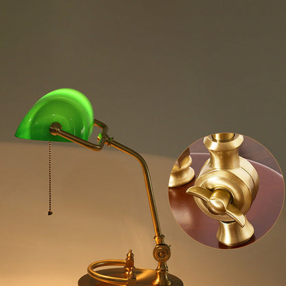 Traditional Vintage Curved Glass Solid Wood Base 1-Light Table Lamp For Study