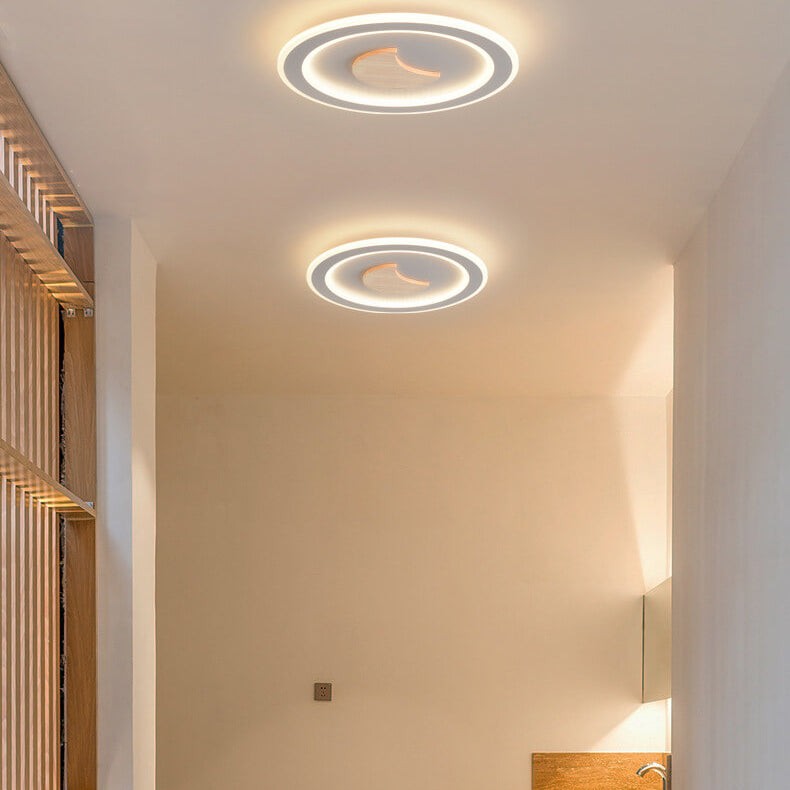 Modern Simple Solid Wood Pattern LED Flush Mount Light