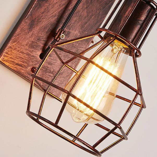 Traditional Vintage Linear Round Iron 1-Light Wall Sconce Lamp For Bedroom
