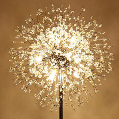 Modern Creative Dandelion Shade Crystal  Aluminum  Marble Base 8/9-Light Standing Floor Lamp