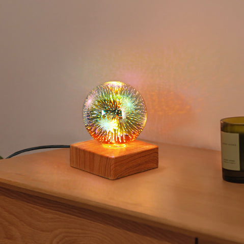 Colorful Glass Ball USB Plug-in 1-Light LED Decorative Table Lamp