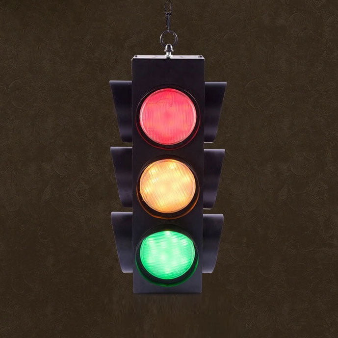 Retro Industrial Traffic Light Iron Glass LED Pendant Light
