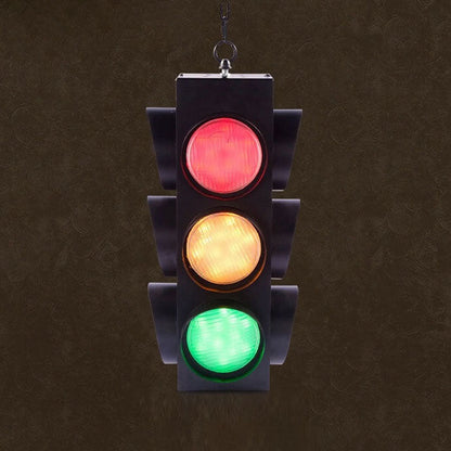 Retro Industrial Traffic Light Iron Glass LED Pendant Light