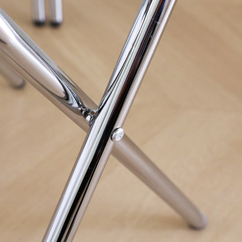 Traditional Vintage Round Solid Wood Wicker Stainless Steel Dining Chair Folding Backrest For Dining Room