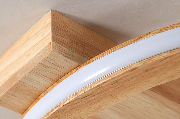 Scandinavian Minimalist Solid Wood Acrylic Round LED Flush Mount Ceiling Light