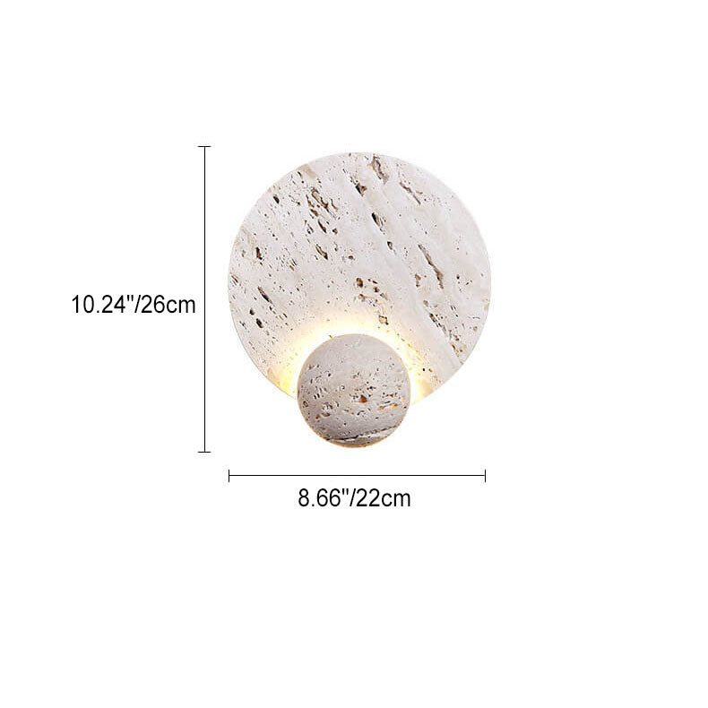 Modern Minimalist Cream Double Disc White Travertine LED Wall Sconce Lamp