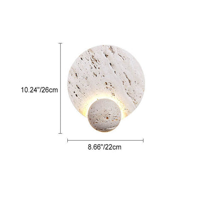 Modern Minimalist Cream Double Disc White Travertine LED Wall Sconce Lamp