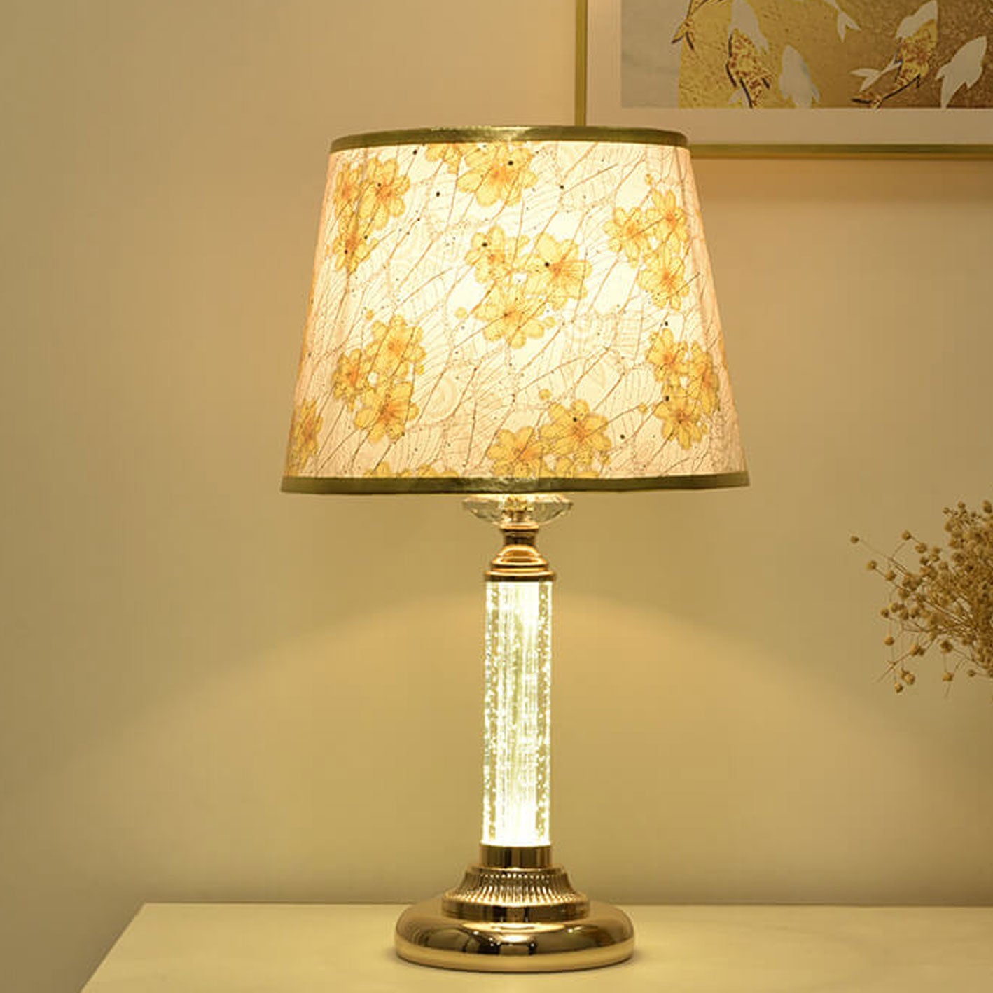 European Crystal Brightness Adjustable Remote Control 1-Light Table Lamp