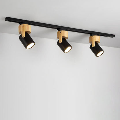 Minimalist Wooden Long Spotlight Track Light 1/3 Light LED Flush Mount Ceiling Light