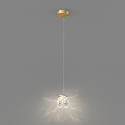 Modern Minimalist Trapezoidal Copper Acrylic LED Pendant Light For Bedroom