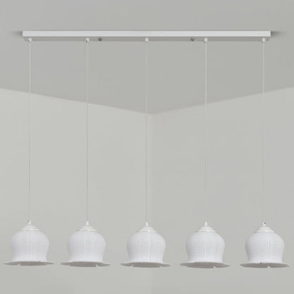 Modern Art Deco PLA Bell Orchid Flower Shade Iron 3/4/5-Light Island Light Chandelier For Dining Room