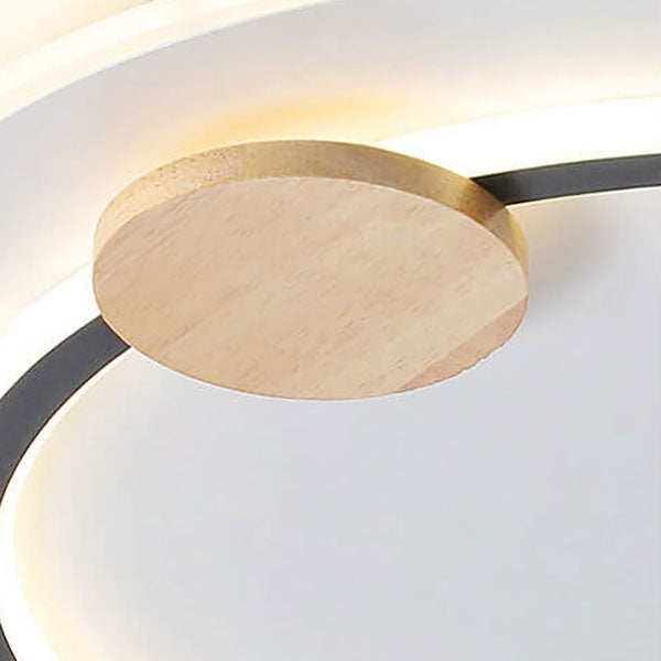 Nordic Simple Round Ring Aluminum Wood LED Flush Mount Ceiling Light