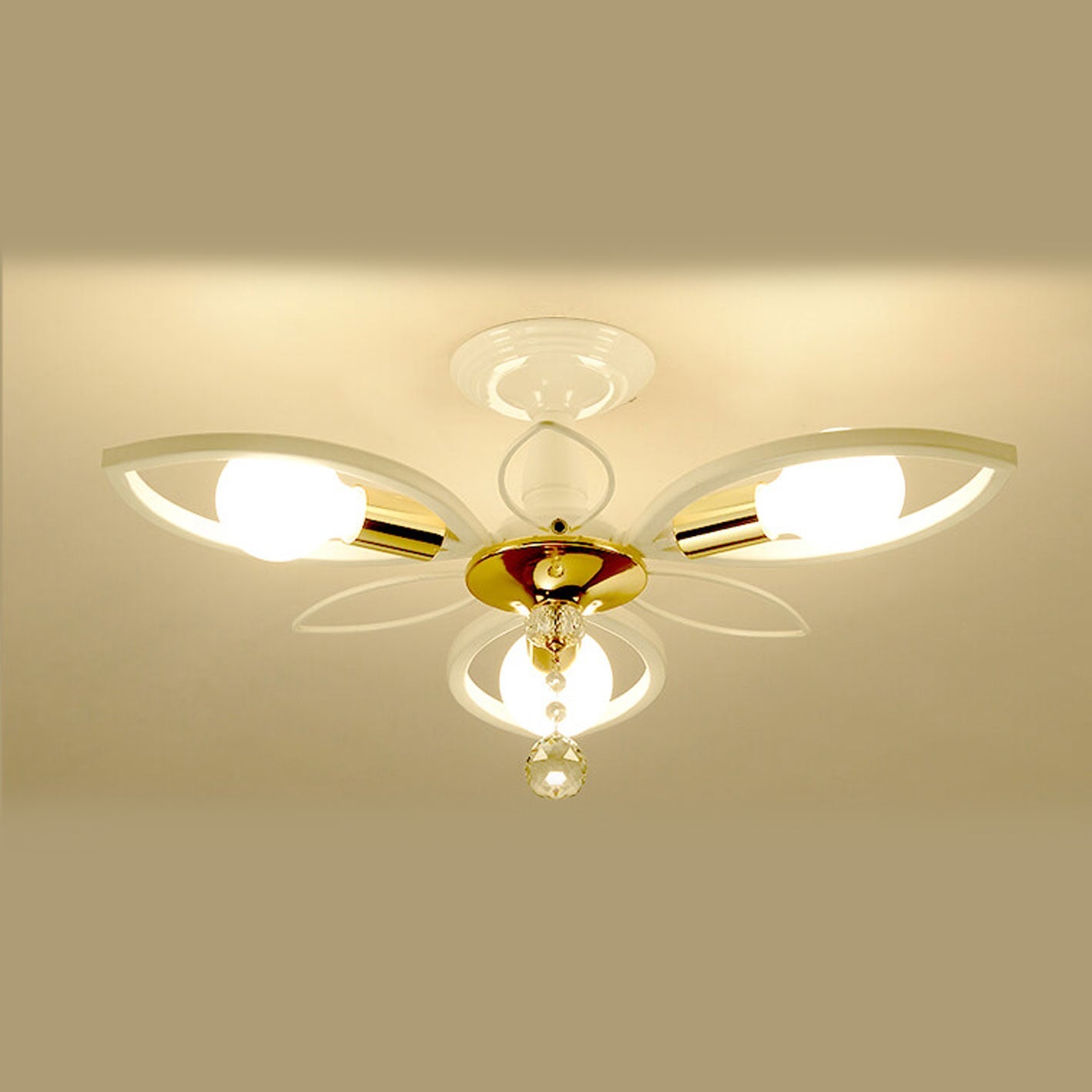 Nordic Light Luxury Wrought Iron Crystal 6/8-Light Flush Mount Ceiling Light