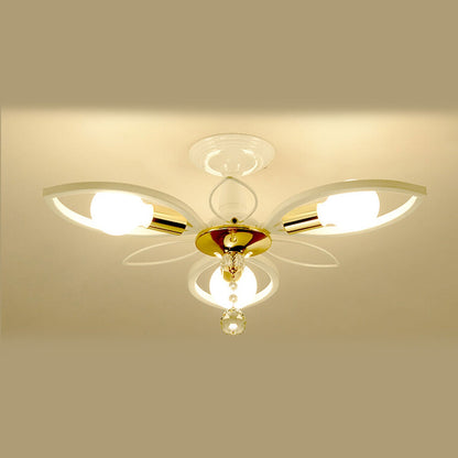 Nordic Light Luxury Wrought Iron Crystal 6/8-Light Flush Mount Ceiling Light