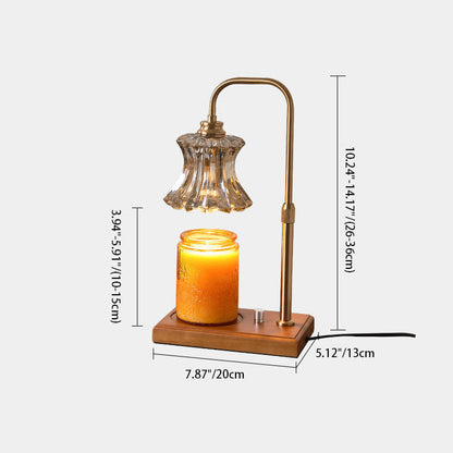 Traditional Vintage Pleated Glass Hardware Solid Wood 1-Light Melting Wax Table Lamp For Living Room