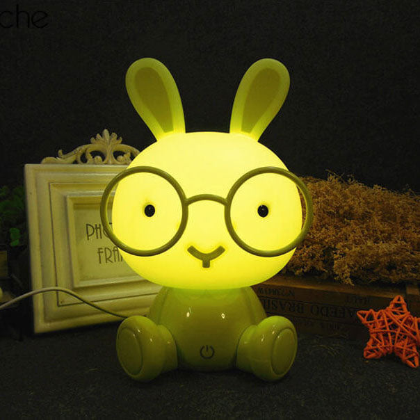 Creative Cartoon Rabbit with Glasses USB LED Night Light Table Lamp