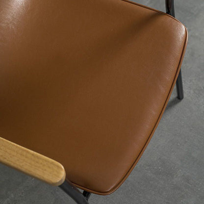 Contemporary Luxury Square Faux Leather Upholstered Dining Chair Backrest Armrest For Dining Room