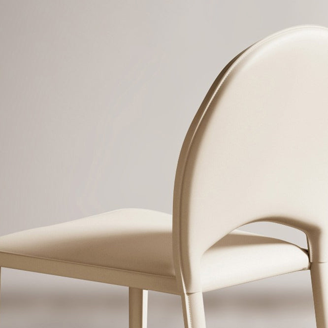 Modern Minimalist Saddle Saddle Leather Carbon Steel Sponge Square Elliptical Dining Chair Backrest For Dining Room