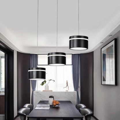 Nordic Minimalist Iron Round Drum Shade 3-Light LED Chandelier