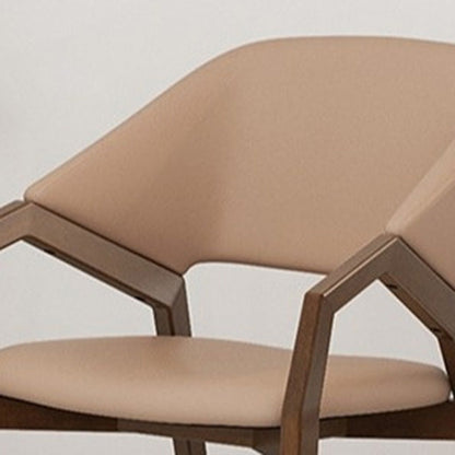 Contemporary Simplicity Square Artificial Leather Upholstered Wood Dining Chair Backrest Armrest For Dining Room