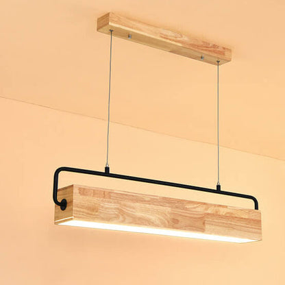 Nordic Minimalist Solid Wood Rectangular LED Chandelier