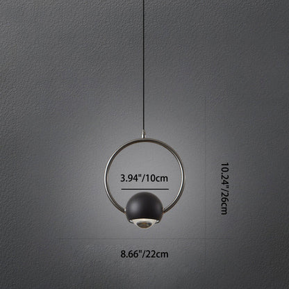 Contemporary Nordic Aluminum Circle Ring Liftable LED Pendant Light For Bedroom