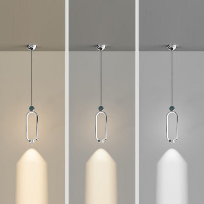 Modern Minimalist Geometric Elliptical Ring Crystal Aluminum LED Pendant Light For Living Room