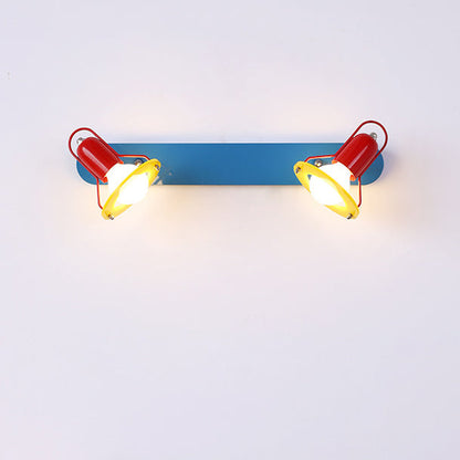 Contemporary Creative Childlike Colorful Geometric Iron 2-Light Mirror Front Wall Sconce Lamp For Bedroom