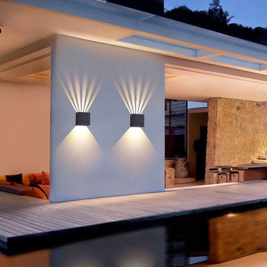 Modern Pure Black Waterproof Aluminum Dimmable Angle Square LED Outdoor Wall Sconce Lamp