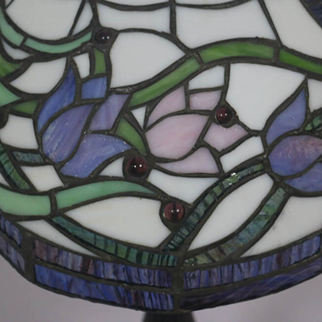 Vintage Tiffany Tulip Stained Glass Resin Dome 1-Light Table Lamp
