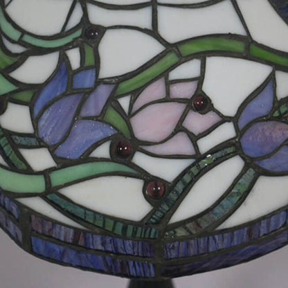 Vintage Tiffany Tulip Stained Glass Resin Dome 1-Light Table Lamp