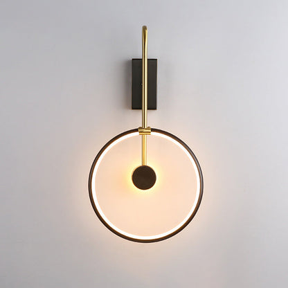 مصباح حائط LED بتصميم دائري بسيط عصري مصنوع من النحاس والأكريليك لغرفة النوم 