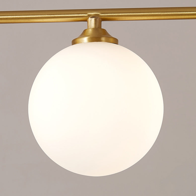 Contemporary Nordic Copper Glass Ball Strip 4/5 Light Chandeliers For Dining Room