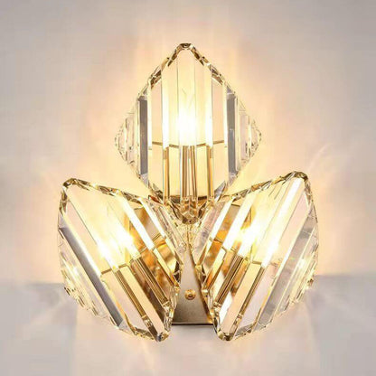 Modern Light Luxury Crystal Triangle Geometry 1/2/3 Light Wall Sconce Lamp