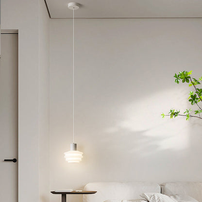 Contemporary Scandinavian Multi Tier Round Iron Rolled Plastic LED Pendant Light For Bedroom