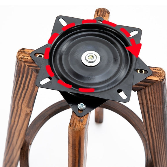 Contemporary Retro Round Faux Leather Wood Legs Swivel Bar Stool Low Back Footrest For Dining Room