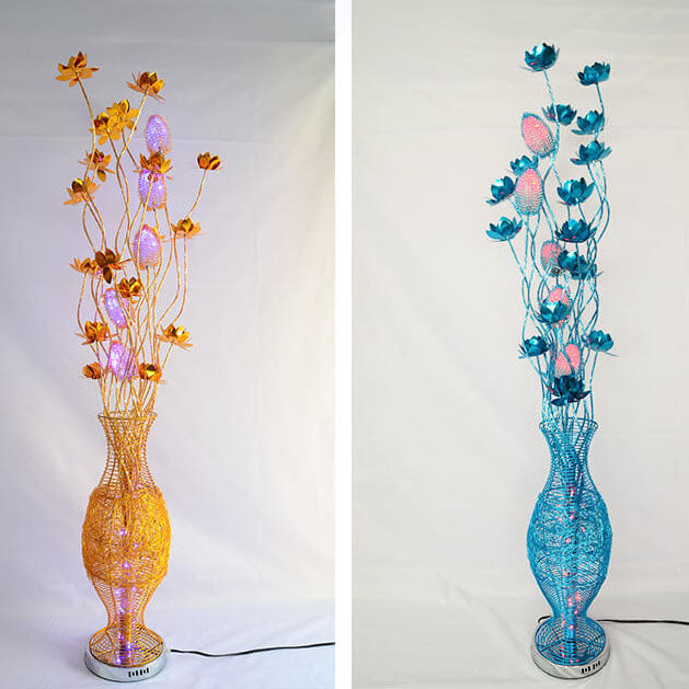 European Style Vase Flower Design Aluminum LED Standing Floor Lamp