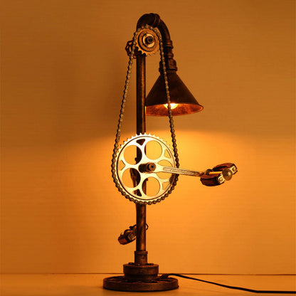 Industrial Vintage Iron Gear Plumbing Metal 1-Light Table Lamp