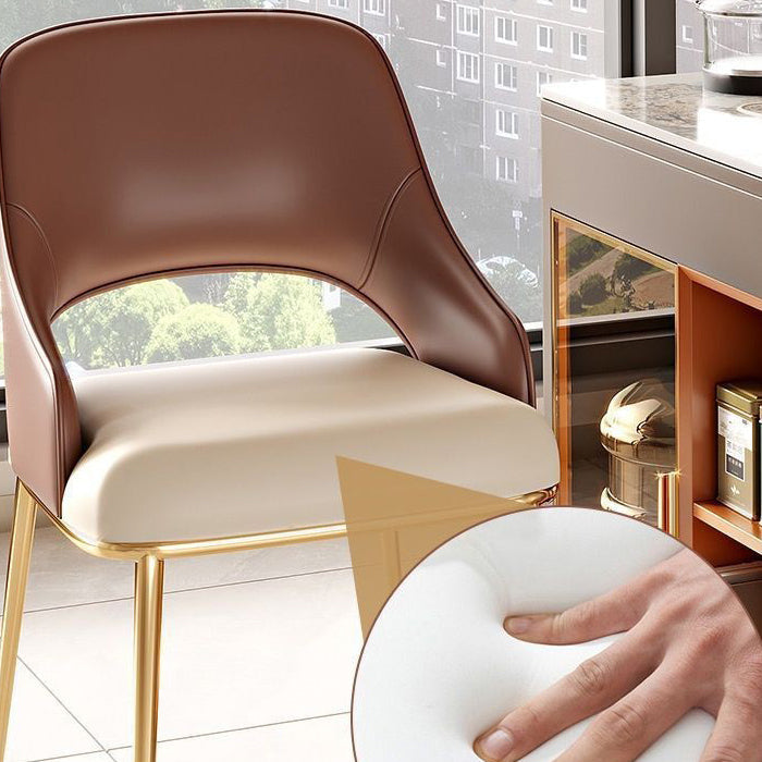 Modern Minimalist Square Stainless Steel Microfiber Leather Foam Dining Chair Four Legs Backrest For Dining Room