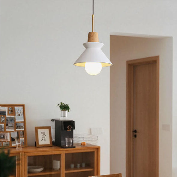 Nordic Minimalist Macaron Wood Cement  1-Light Pendant Light