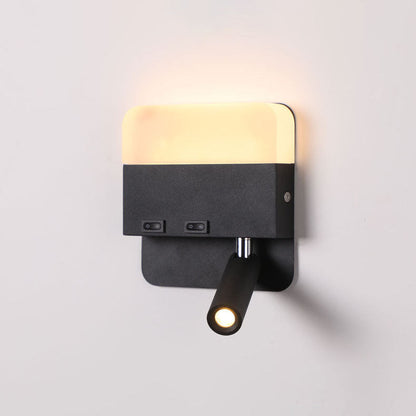مصباح حائط للقراءة LED مصنوع من الأكريليك والألومنيوم بتصميم دائري مربع بسيط وحديث 