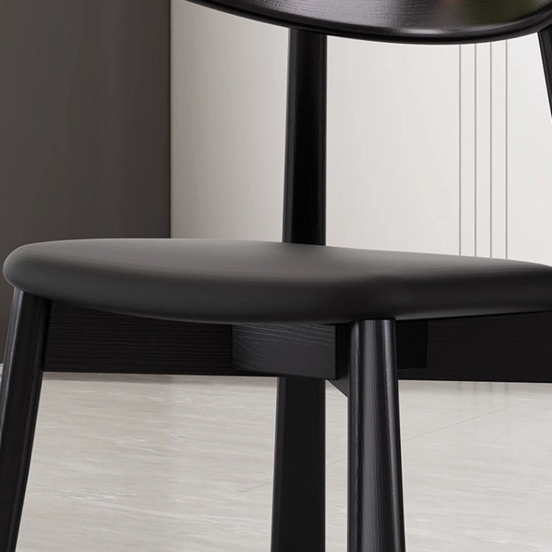 Contemporary Nordic Square Upholstered Curved Microfiber Leather Wood Dining Chair Backrest For Dining Room